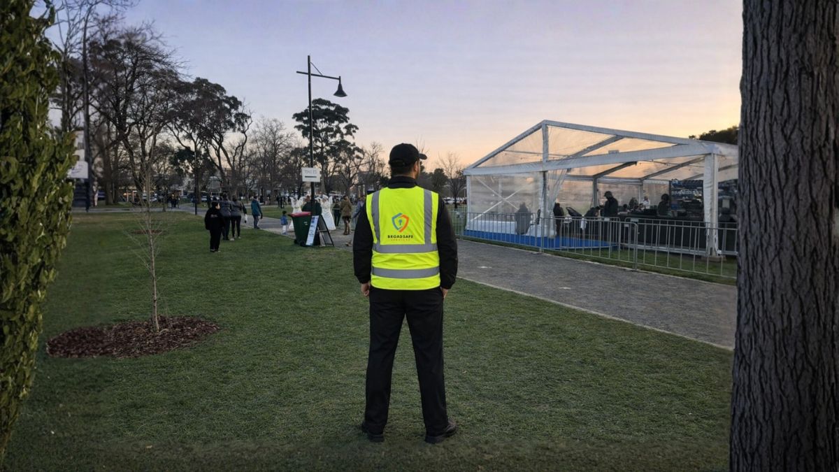 Professional Event Security Guards Managing Crowd Control at Australian Event